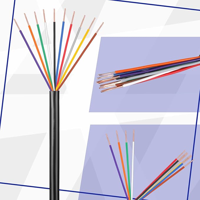 Hoolerry Solid Sprinkler System Wire 18 Gauge Irrigation Wire with UV Resistant PVC Jacket Sprinkler Cable for Underground Irrigation Field Central Control System 30v Ul Listed(18/10, 50 Ft)