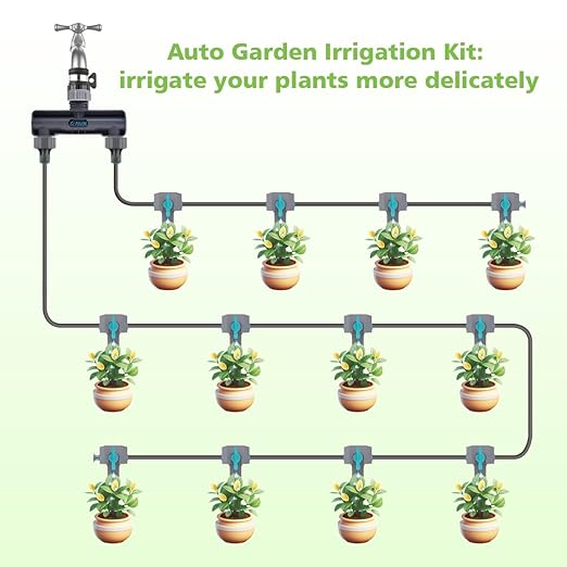 Drip Irrigation System Kit 66ft, Quick Connect Automatic Watering System for Potted Plants with 6mm Irrigation Tubing for Outdoor Garden Indoor Plants Greenhouse