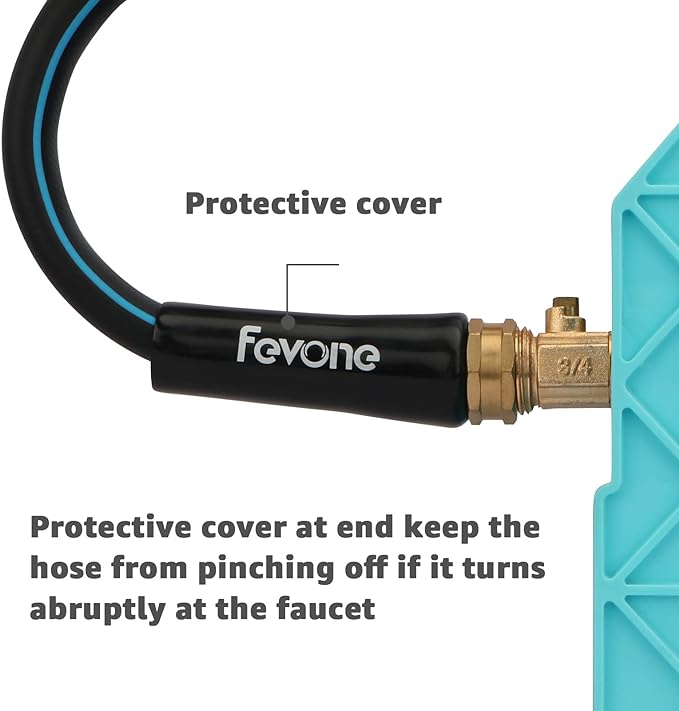 Fevone 100 ft Garden Hose, 2-Year Warranty, Heavy Duty Water Hose, Hybrid Polymer, Kink Resistance, Flexible, Durable, Solid Brass Fittings, 3/4" GHT, 5/8" ID, 600 PSI,
