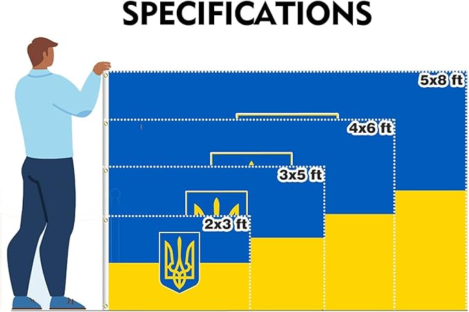 Ukraine Trident Flag 4x6FT Ukrainian Coat of Arms National Polyester Banner With 2 Grommets Fade Resistant Vivid Color For Patriotic Festival Events Party Decoration