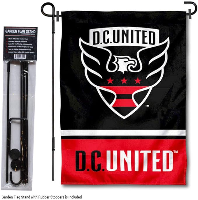 WinCraft Washington DC United Garden Flag with Stand Pole Holder