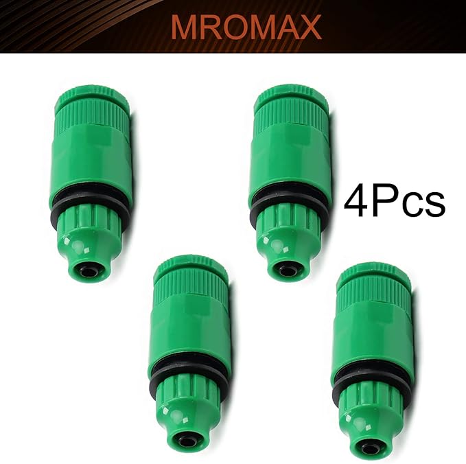 MroMax 4Pcs Hose Tap Connector, Connected to G1/2 or G3/4 Threaded, Suitable for 8/12mm Hose, Quick Connector Hose Pipe Adapter, Faucet Nozzle for Garden Irrigation System Green