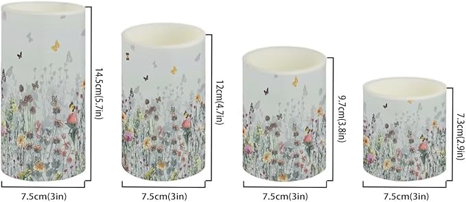 Flameless LED Candles Electric Candle Set with Remote Timer Color Changing Control Long Lasting for Table Centerpiece Home Indoor Wedding Decoration Set of 4, Flower Butterfly Grey
