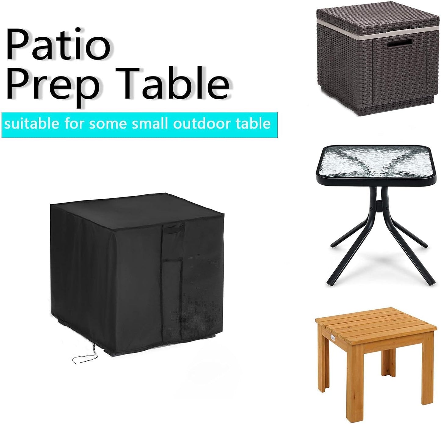 Outdoor Table Cover Square 18 Inch,Patio Table Cover for Keter Ice Cube Beer Cooler Table, Waterproof Outdoor Small Bar Table Furniture Cover - 18 X 18 X 18 Inch