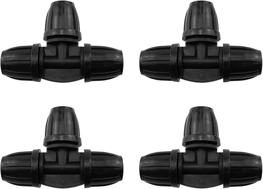 Barbed Tee DGZZI 4PCS Drip Irrigation Barbed Tee 3-Way Fitting 8mm/11mm Tubing for Garden Drip Tape Tubing Sprinkler System