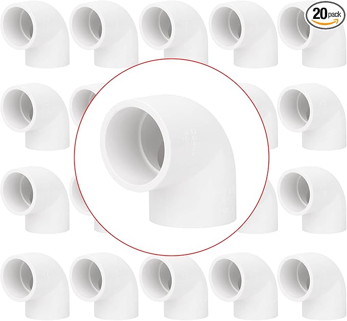 20 Pack 1" 90 Degree Elbow Pipe Fittings 2 Way Right Angle PVC Pipe Fitting, Furniture Build Grade SCH40 (Socket x Socket) 1" PVC Fitting Connectors for DIY PVC Shelf Garden Support Structure