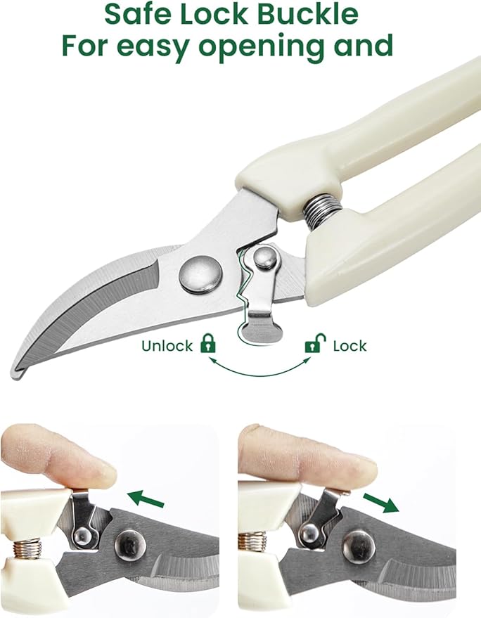 GROWNEER Pruning Shears 2PCS Stainless Sharp Garden shears with 6PCS 1/4 inches Clear Floral Tape Bypass Straight Gardening Clippers for Plants Planters Fruits Trees Fresh Flowers
