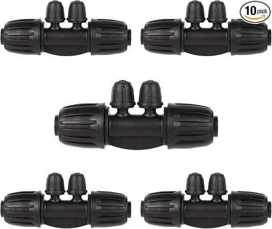 1/2 Inch to 1/4 Inch Tubing Irrigation Fittings for (1/2'' ID x 0.60''-0.63'' OD) 16mm Drip Tubing,Locked Barbed Tee Connectors (10 Pcs Barbed Tee 4-Way)