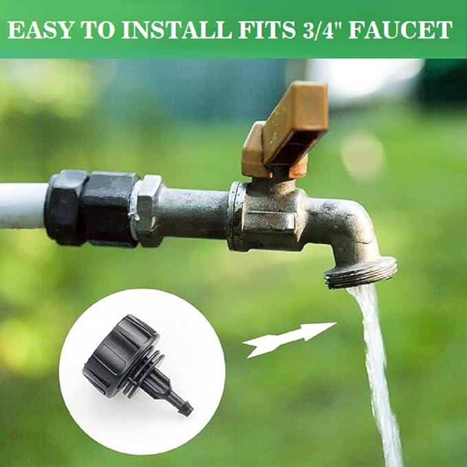 3/4 Inch Female Pipe Thread to 1/4 Inch Drip Irrigation Tubing Adapter: 12pcs 1/4 In. Barbed Drip Line x 3/4 In. Irrigation Hose Connectors 3/4" Garden Hose to 1/4" Drip Tubing Drip (1/4 Inch)