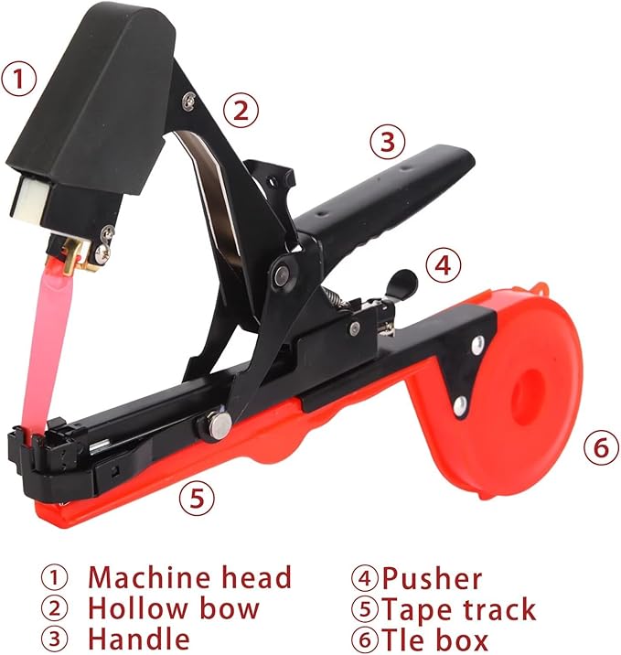 Plant Tying Machine Plant Vine Tying Machine Tool with 10000pcs Staples 20 Rolls Tape Plant Tape Gun for Grapes Raspberries Tomatoes and Vining Vegetables Tying Tool（Black）