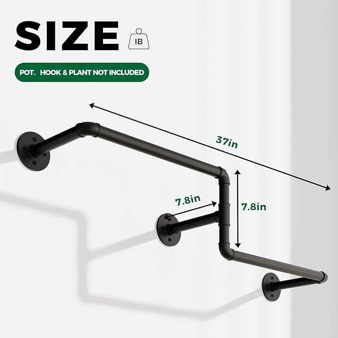 Bamworld Hanging Planters for Indoor Plants Plant Hanger Indoor Hanging Plant Holder Window Plant Shelves Metal Rod(Pot&Plant Not Included) 37in