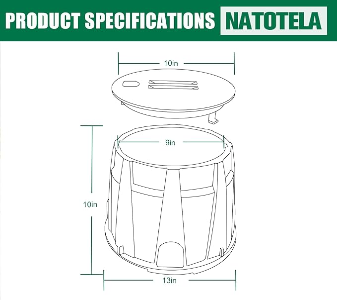 3 Pcs 10 In Sprinkler Valve Boxes, Durable PP Round Irrigation Valve Box for Garden Yard Outdoor Lawn Grassland Ground Farm, Green&Black Water Meter Box