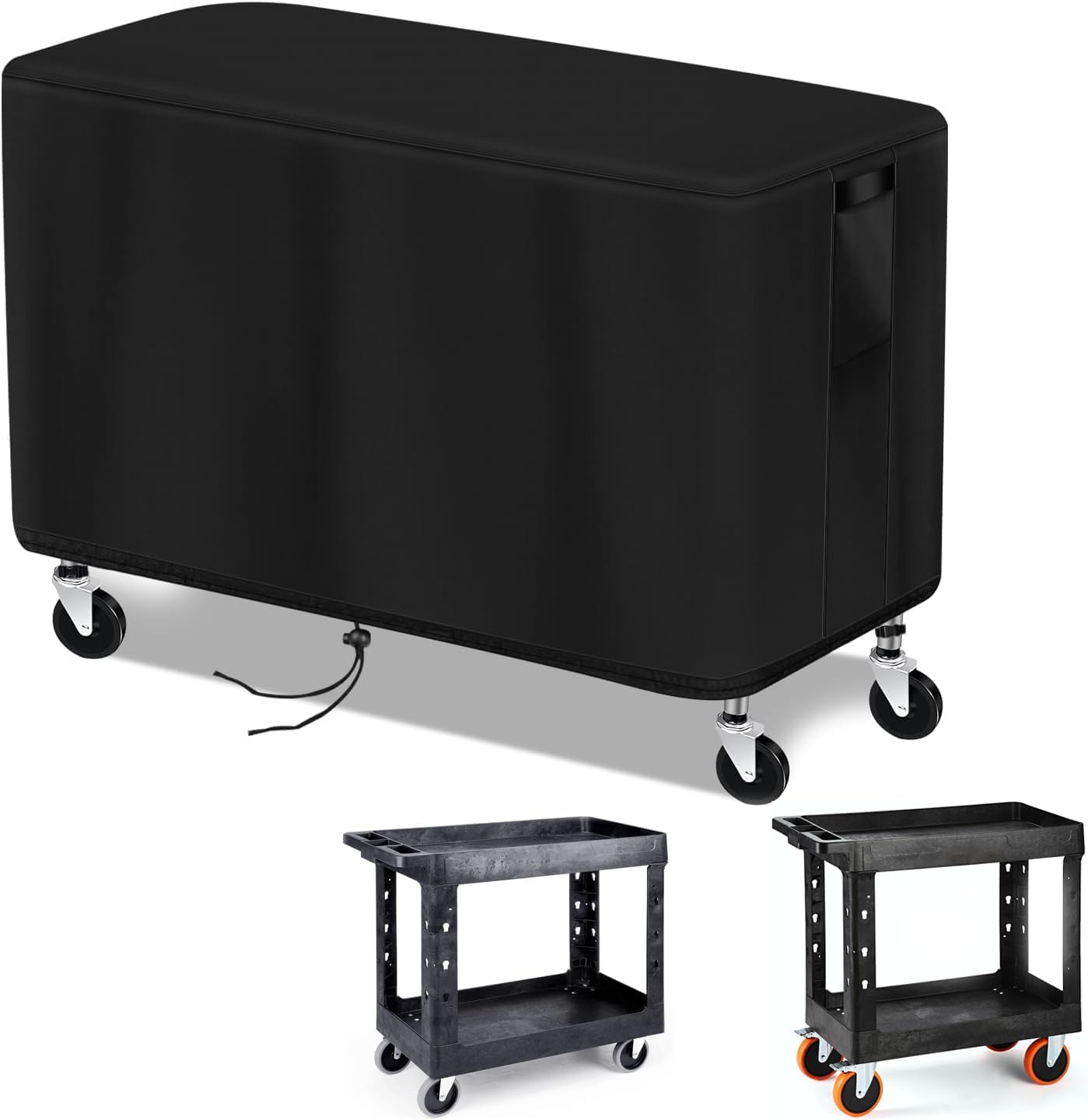 Outdoor Prep Table Cover, Plastic Utility Cart Cover for ELAFROS 550 lbs - 2 Tier Service Cart Waterproof Grill Carts Covers Rolling Tool Box Covering - 36" L x 18" W x 31" H