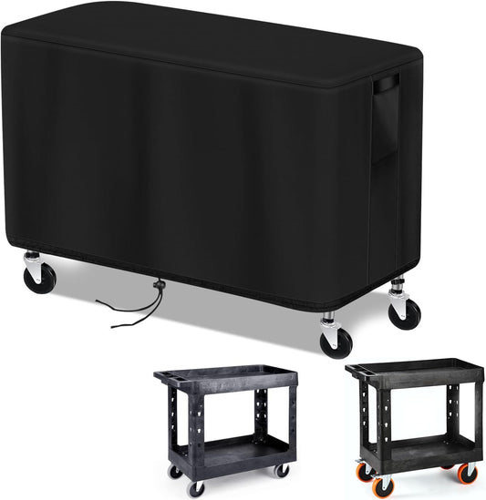 Outdoor Prep Table Cover, Plastic Utility Cart Cover for ELAFROS 550 lbs - 2 Tier Service Cart Waterproof Grill Carts Covers Rolling Tool Box Covering - 36" L x 18" W x 31" H