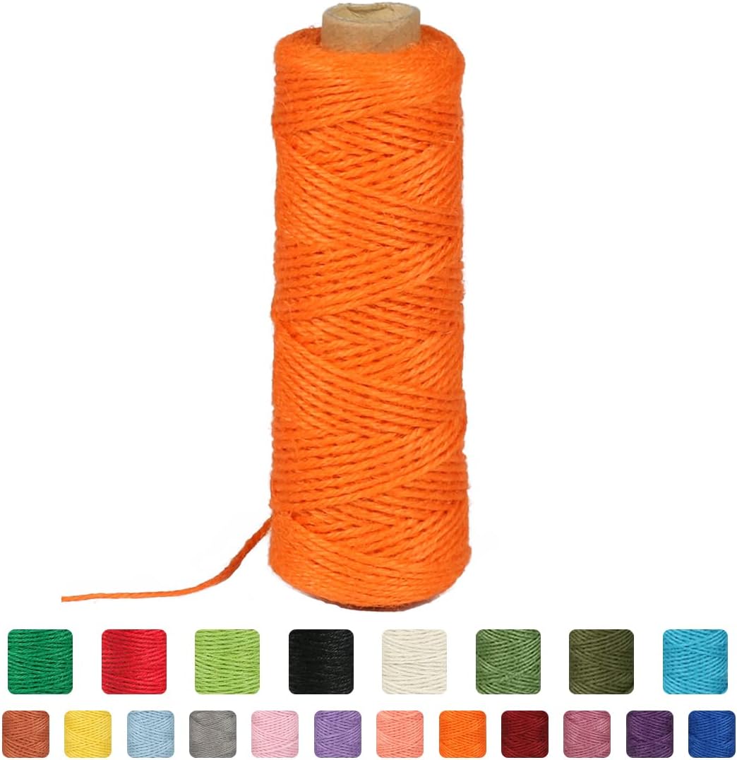 2mm 328ft Colored Natural Jute Twine String for Gift Wrapping Craft Baker Plant Christmas Ribbon Twine Handmade Arts Decoration Thin Packing String Home Decor