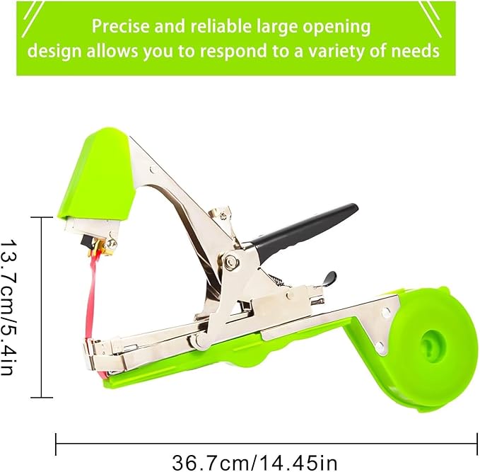 Plant Tying Machine - Efficient Gardening Tool with Green Tape and Plant Tape Gun for Quick and Easy Vining of Tomatoes Peppers Cucumbers and More（Green）