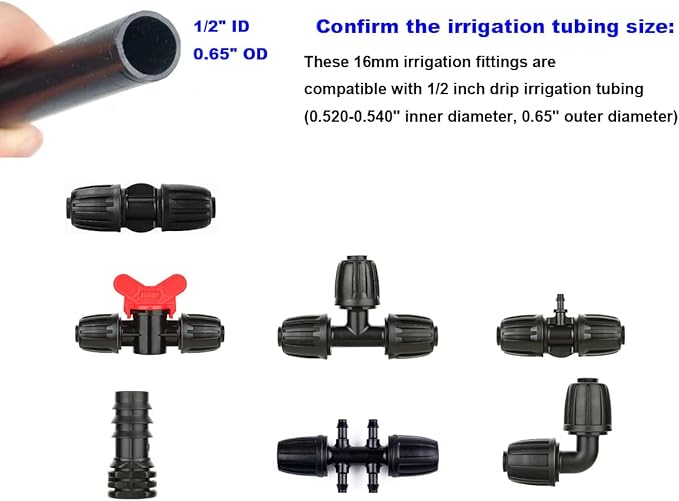 1/2 inch Drip Irrigation Fittings, Barbed End Plug Connector Fit 1/2" Irrigation Tubing (0.52" ID x 0.65" OD), End Cap Plastic Plug Nuts - Pack of 10