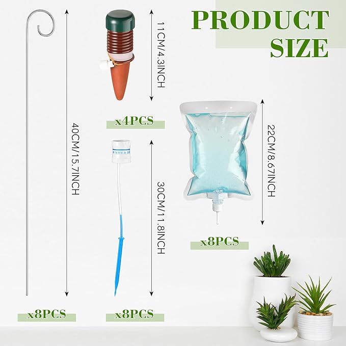 Norme Plant Drip Irrigation Set 500 ml Drip Water Bag Plant Waterer with Support Rod Plant Watering Stakes Self Watering Spikes Automatic Watering System for Potted Plants Indoor Outdoor(12 Pcs)