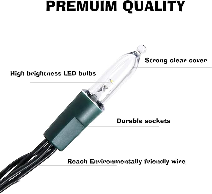 Dazzle Bright 50 LED Batter Operated Christmas Lights, 16 FT Waterproof Mini String Lights with 8 Modes for Xmas Indoor Outdoor Yard Garden Holiday Wedding Decorations, Warm White