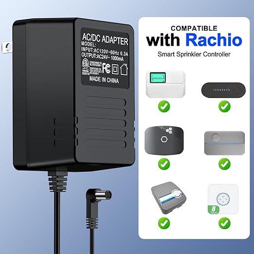 24V ac-ac Power Adapter Transformer for Sprinkler System Power Supply for Indoor Irrigation Timers Compatible with Rachio Smart Sprinkler Controller MKA-482401000 ILA48-241000 HL-EI480800 JT-917