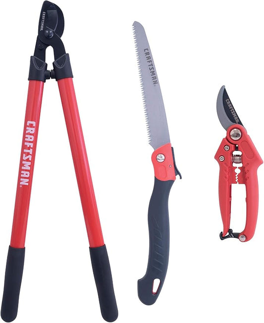 CRAFTSMAN CMXMKIT0170 Tree & Shrub Pruning Set with Bypass Pruning Shears, Bypass Lopper and Folding Pruning Saw