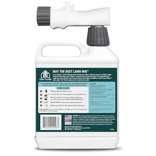 Turf Titan Lawn Kelper Hose End – Lawn & Plant Fertilizer - Liquid Fertilizer with Seaweed Kelp Extract for Lush, Greener Grass - Safe, Non-Toxic Seaweed Fertilizer – Covers Up to 8000 Sq Ft