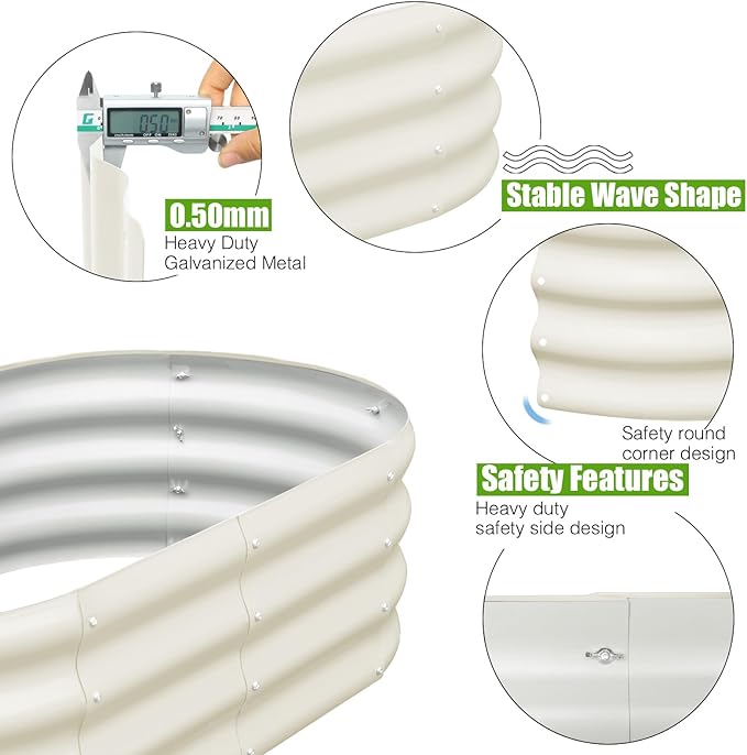 SnugNiture Galvanized Raised Garden Bed, 4x2x1ft Oval Metal Planter Box for Planting Outdoor Plants Vegetables