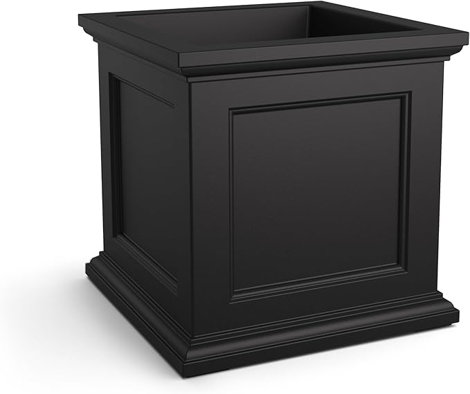 Mayne Fairfield 28in Square Planter - Black - Durable Resin Planter (8800-B)