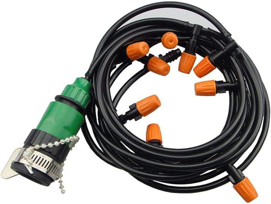 Drip Irrigation kit Plant Watering System Gravity Fed Irrigation Water Drip Setfor Garden Greenhouse Yard Lawn Home or Vacation Use 10M 8/11" Tube 20 Nozzles