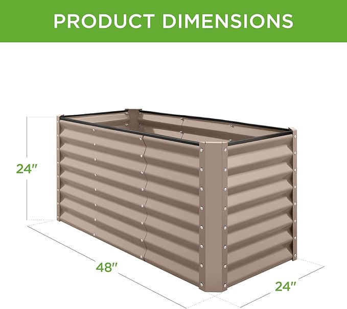 Best Choice Products 4x2x2ft Outdoor Metal Raised Garden Bed, Deep Root Planter Box for Vegetables, Flowers, Herbs, and Succulents w/ 119 Gallon Capacity - Taupe