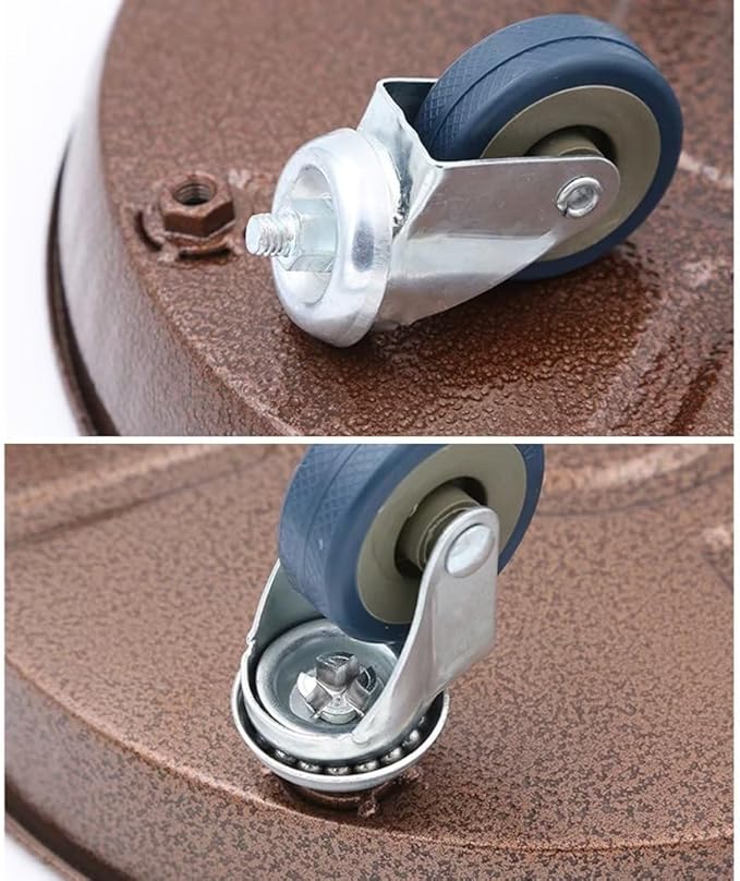 ARTLINE 12" Round Plant Stand with Lockable Wheels, 200lbs Heavy Duty for Indoor Outdoor, Large Rolling Dolly Planter Caddy on Casters to Carry Potted Flower Pot, Round Metal Tray NO Holes, 2 Pack