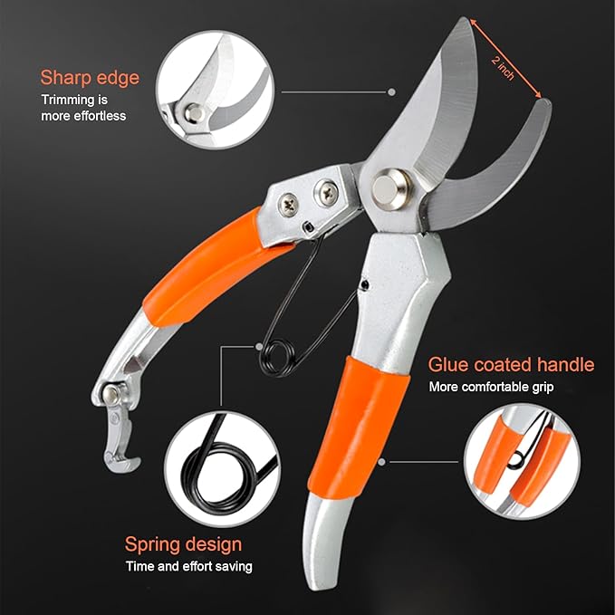 10 Pieces Gardening Tools Set, Ergonomic Handle Sprayer,Pruner,Rake,Shovel,Folding Saw,Glove,Outdoor Garden Tools with Carrying Suitcase,Ideal Garden Tool Gifts for Women