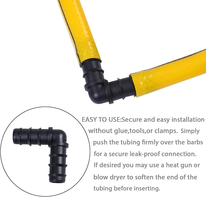 URATOT 40 Pieces Drip Irrigation Fittings Kit 1/2" Tubing Set, 10 Tees, 10 Couplings, 10 Elbows and 10 End Cap Plugs Drip Irrigation Barbed Connectors for Drip Sprinkler Systems