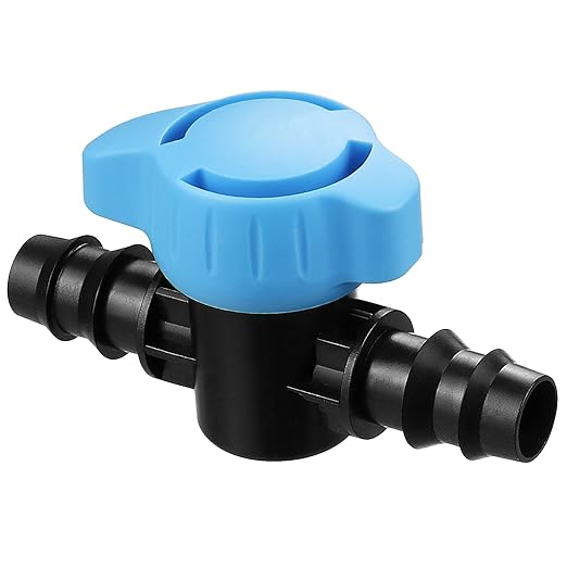 Drip Irrigation 1/2" Barbed Valve: 12 Pack in-Line Ball Shut Off Valve 16mm for 1/2 Inch and 5/8 Inch Irrigation Tubing (.570 to .620 ID) for Drip Line Tape System