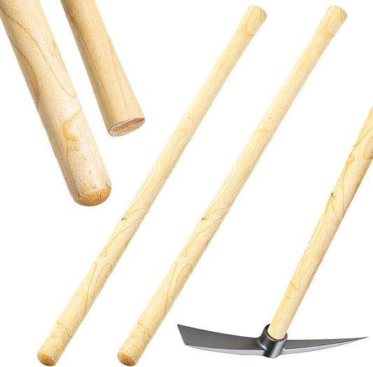 Lasnten 2 Pcs Solid Wood Replacement Handle for Round Eye Hoe 54 in Grub Hoe Handle 1.38-1.77 in Head for Garden Shovel Digging Spading Fork Rake Gardening Tool