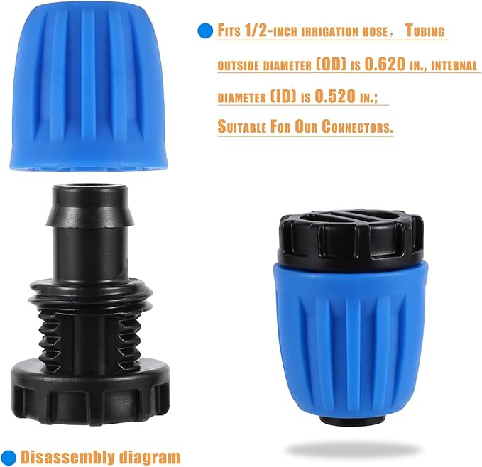 1/2" Blue Drip Irrigation Plug,for 1/2 inch (16mm) Irrigation Tubing(OD 0.620 in.ID is 0.520. in) (10 Pcs Blue)