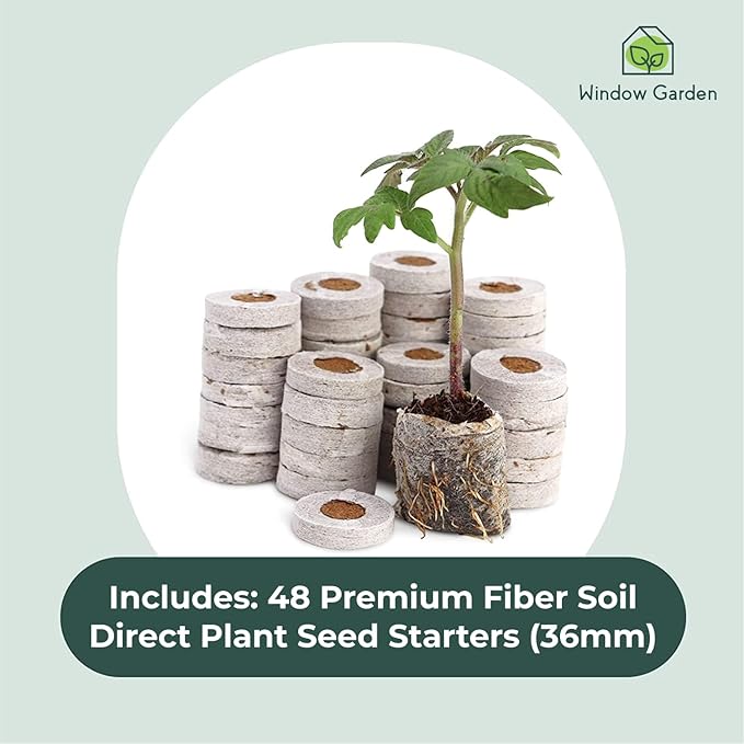 Window Garden Seed Starter Soil Mix - Gardening Starting Soil - Planting Soil for Vegetables, Herbs and Flowers - Ideal Potting Soil, Compressed Discs for Indoor and Outdoor Planting