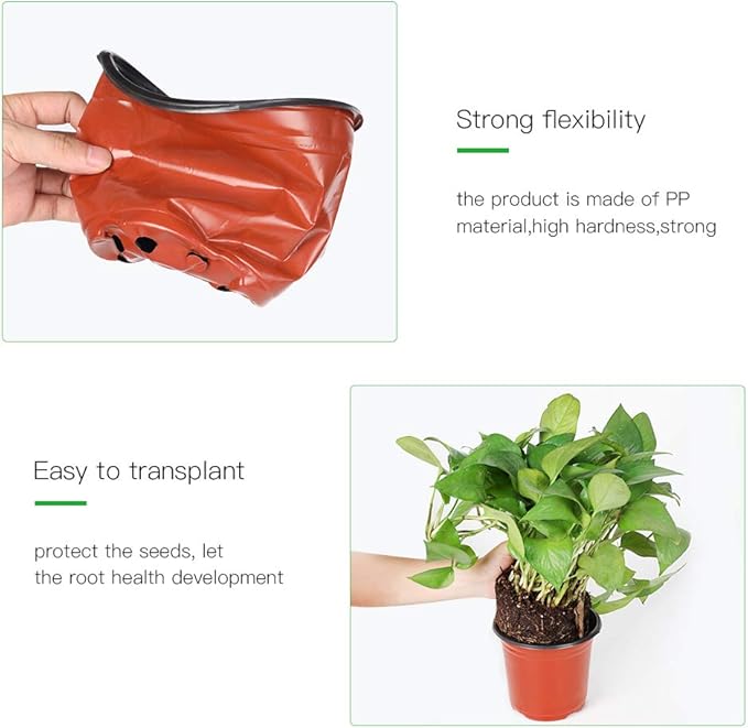 JERIA 100-Pack 6 Inch Plastic Nursery Pots Come with 100 Pcs Labels, Seedling Flower Plant Container and Seed Starting Pots