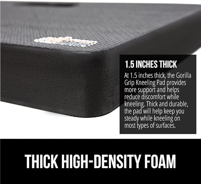 Gorilla Grip Extra Thick Kneeling Pad, Supportive Soft Foam Cushioning for Knee, Water Resistant Construction for Gardening, Bathing Baby, Workout Supplies, Lightweight, Garden Work Gifts