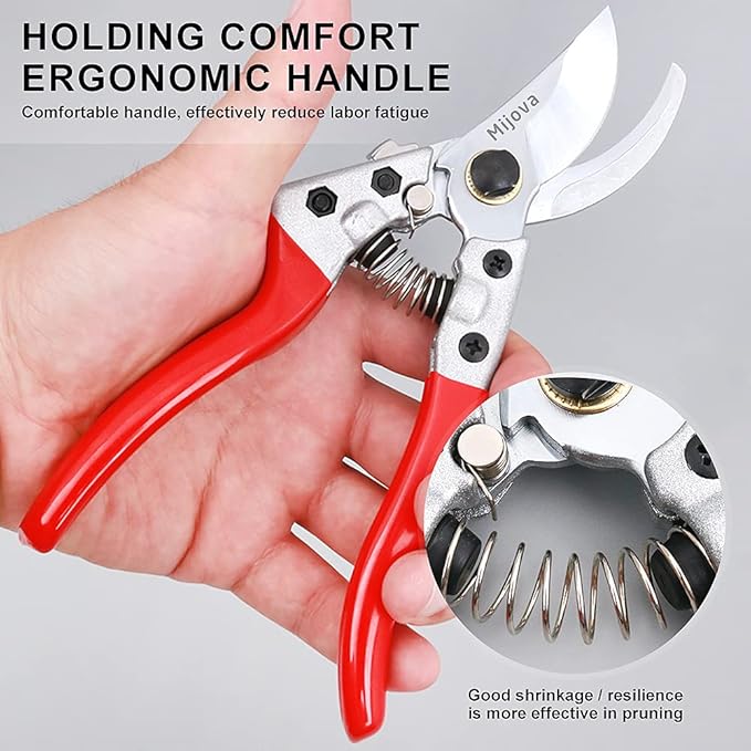 Garden Pruners, Heavy Duty Garden Clippers,Pruning Shears with Adjustable Thumb Lock,Hand Gardening Tools Pruners,Stainless Steel Sharp Gardening Scissors (MJ009)