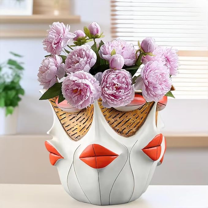 TOZLU Picasso Brutalist Abstract Beauty Face Flower Pot Ornaments Abstract Face Flower Pots Abstract Head Planter Pots Container Colorful Face Art Abstract Resin Flower Pot (face Flower Pot)