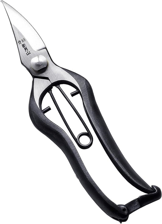 Japanese Pruning Shears for Gardening 7”, Professional All Purpose Bypass Pruners, Hand Forged Japanese Carbon Steel Blade, Spring Loaded Handle, Made in Japan
