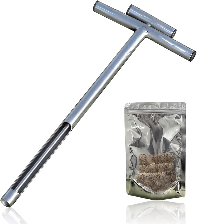 Soil Probe 16 Inch with 2 Bags, Soil Sample Probe with Ejector for Lawn House Plants, T-Handle Soil Sampler Probe Rod, Stainless Steel Soil Test Kits Tool for Soil Sampling