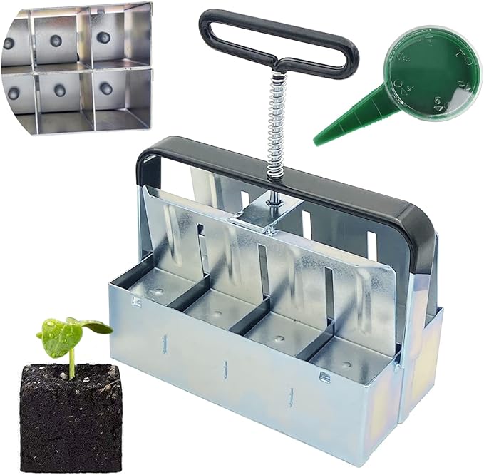 Soil Block Maker Upgraded 8PCS 2in Manual Seed Blocker with Comfort-Grip Handle Soil Blocking for Seed Start Garden Soil Potting Soil for Outdoor Plants Used Repeatedly (7.7in*4in)