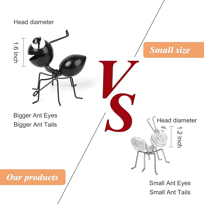 Metal Yard Art Garden Decorative Cute Ant Outdoor Wall Sculptures - Set of 4 Black