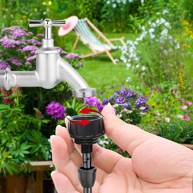 Hooshing 4PCS 3/8 Inch Drip Irrigation Tubing to Faucet Garden Hose Adapter 3/4" to 3/8" Irrigation Hose Adapter Reusable Connector Fittings for Garden Supplies