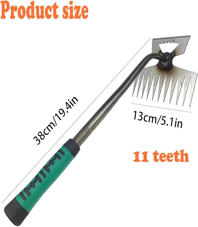 Upgraded 11 Tines Gardening Hand Weeder, New Weeding Artifact Household Uprooting Tool, Multifunctional Digging and Shoveling Manual Rake for Garden Vegetable Plot and Yard