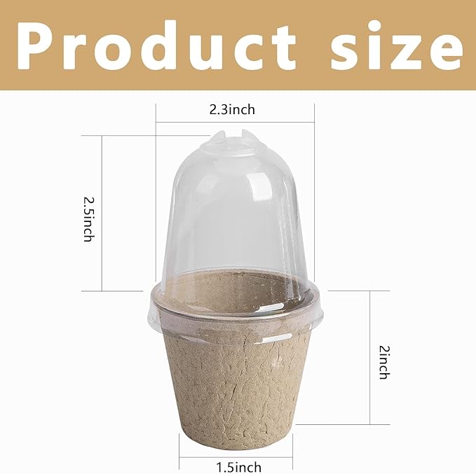 EBaokuup 40pcs Biodegradable Seeding Starter Pots for Planting - 2.3" Plant Nursery Pots with Humidity Dome - Peat Pots for Seedlings Garden Vegetable Flower Germination