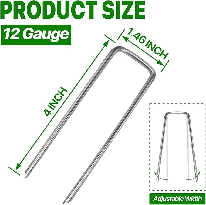 4 Inch 150 Pack Landscape Staples Galvanized Garden Stakes Anti-Rust Landscape Pins for Weed Barrier Fabric, Artificial Turf and Landscape Fabric