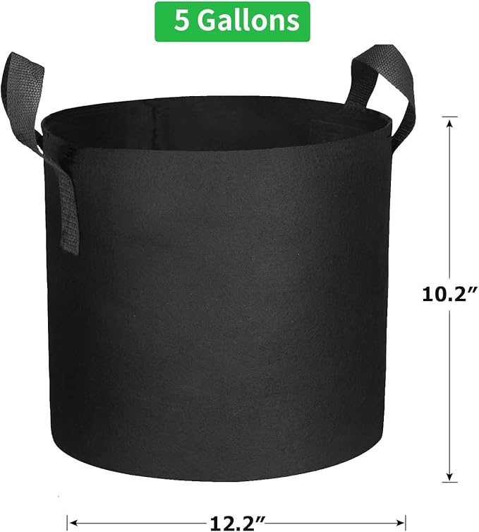 20-Pack 5 Gallon Grow Bags, Heavy Duty Aeration Fabric Pots with Handles,300G Thickened Nonwoven Pots for Plants/Vegetables/Flowers